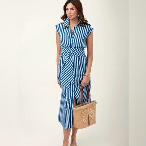 Spartina 449 Felicity Midi Dress Flagler Ticking Stripe - large - NWT